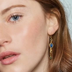 Boucles Pendantes Main Coeur (agate Bleue) -Jollia Soldes Magasin boucles bleu main et oeil