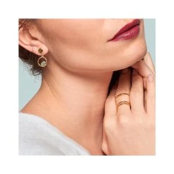 Boucles Cercle Martelé Et Onyx (plaqué Or) -Jollia Soldes Magasin boucles cercle
