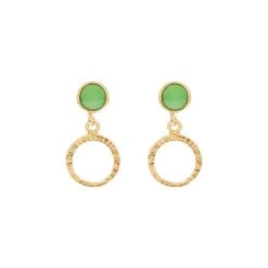 Boucles Cercle Et Chrysoprase Suspendue (plaqué Or)