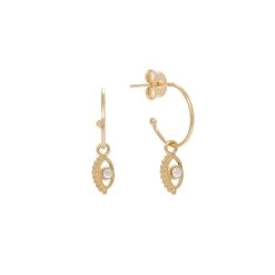 Mini Créoles Oeil Et Zirconium Facetté (vermeil)