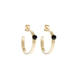 Créoles Tressées Agate Noire (doré)