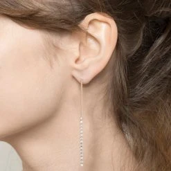 Boucles D'oreilles Chaîne Cristaux (plaqué Or) -Jollia Soldes Magasin boucles d oreilles chaine pendante