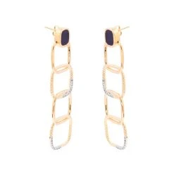 Boucles Maillons XXL Zircons (onyx Texturé) -Jollia Soldes Magasin boucles oreille xxl maillons pierre onyx