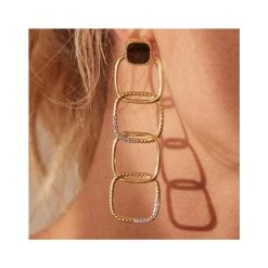 Boucles Maillons XXL Zircons (onyx Texturé) -Jollia Soldes Magasin boucles oreille xxl maillons pierre onyx 1