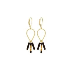 Boucles D’oreilles Perles Gouttes Miyuki (moutarde)