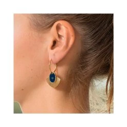 Boucles Créoles Pendentif Rose Des Vents (doré) -Jollia Soldes Magasin boucles oreilles eventail dore bleu 1