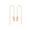 Boucles D'oreilles Plume Glissante (plaqué Or) -Jollia Soldes Magasin boucles oreilles plume plaque or2