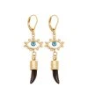 Boucles Pendantes Oeil Et Corne (oeil De Tigre)