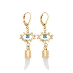 Boucles Pendantes Oeil Et Corne (nacre)