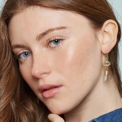 Boucles Pendantes Oeil Et Corne (oeil De Tigre) -Jollia Soldes Magasin boucles pendantes oeil corne 1