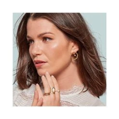 Earjacket XL Cercle Torsadé Lapis (plaqué Or) -Jollia Soldes Magasin boucles perle 2