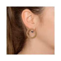 Earjacket XL Cercle Torsadé Lapis (plaqué Or) -Jollia Soldes Magasin boucles torsade bleu