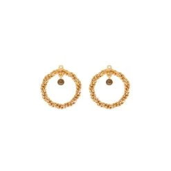 Earjacket XL Cercle Torsadé Labradorite (plaqué Or)