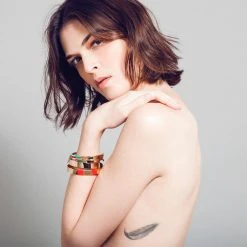 Bracelet Jonc Sunset (doré/turquoise) -Jollia Soldes Magasin br jonc fil dissonances