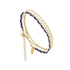 Bracelet Chaîne Apache Multi-tours Bleu Nuit (doré)