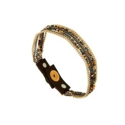 Bracelet Multi-chaines Et Perles (doré/gun)