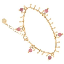 Bracelet Pampilles Dorées Et Pierre (tourmaline)