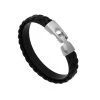 Bracelet Double Cuir Tressé Homme (noir)