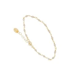 Bracelet Perles Fines Grises (doré)