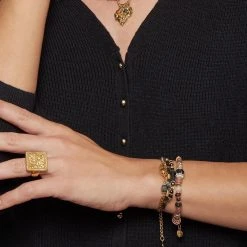 Bracelet élastique Pierre Vintage (vert/rouge) -Jollia Soldes Magasin bracelet elastique pierre by garance 1