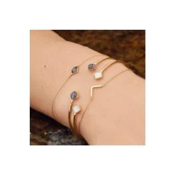 Bracelet Fin Carré (Blanc) -Jollia Soldes Magasin bracelet fin carre blanc or