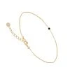 Bracelet Fin Et Strass Jet (plaqué Or)