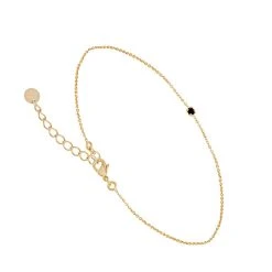 Bracelet Fin Et Strass Jet (plaqué Or)