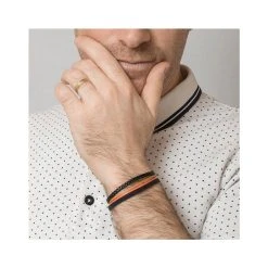 Bracelet Multirangs Cuir Pour Homme (noir/rouge/bleu/beige) -Jollia Soldes Magasin bracelet homme tressee rouge noir floweforzoe 2