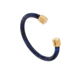 Bracelet Jonc Acétate Bleu (doré) -Jollia Soldes Magasin bracelet jonc ecaille bleu zag