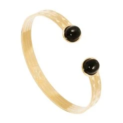 Jonc Ouvert Gravé Pierres (agate Noire)