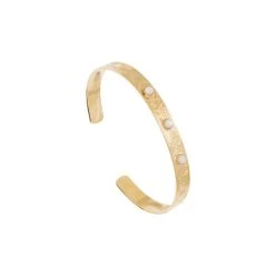 Bracelet Jonc Gravé Triple Pierres (nacre)