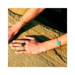 Bracelet Jonc Pierre Carrée (onyx Vert) -Jollia Soldes Magasin bracelet jonc pierre vert1 2