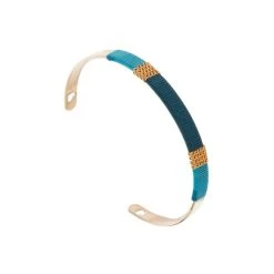 Bracelet Jonc Ethnique Tissé Bleu (doré)