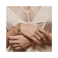 Jonc Mystique Et Zircons (doré) -Jollia Soldes Magasin bracelet jonc zircon dore