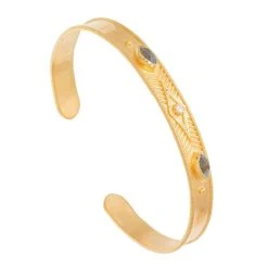 Bracelet Jonc Zircon Et Pierre (labradorite)