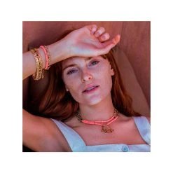 Bracelet Double Chaîne Et Pastilles (corail) -Jollia Soldes Magasin bracelet lagune julie sion corail 1