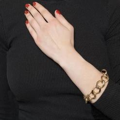 Bracelet Maillons Oversize (doré) -Jollia Soldes Magasin bracelet maillon dore