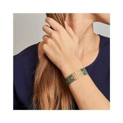 Bracelet Manchette Arlequin Tropique (vert/bleu) -Jollia Soldes Magasin bracelet manchette perle or