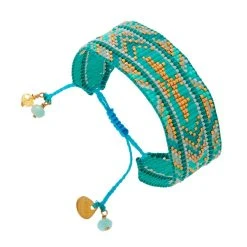 Bracelet Manchette Perles Et Flèches (turquoise)