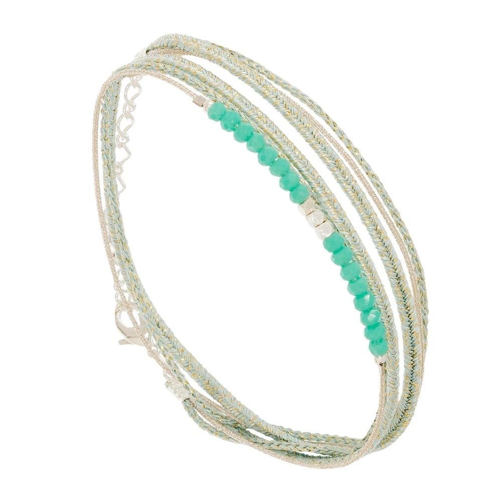 Bracelet Multi-tours Cordon Et Perles (bleu Turquoise) 3 Bracelet Multi-tours Cordon Et Perles (bleu Turquoise)