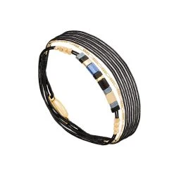 Bracelet Multi-tours Perles Plates (noir)