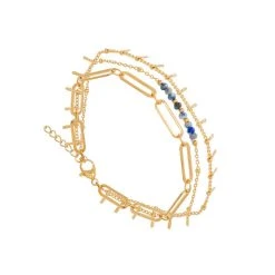 Bracelet Multirangs Maillons Pampilles (lapis)
