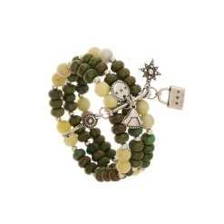 Bracelet Semainier Pierres Vertes (argenté)
