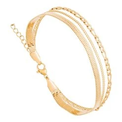 Bracelet Multirangs Snake Et Maillons (doré)