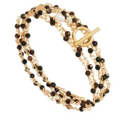 Multi-tours/sautoir Perles Fines (agate Noire)