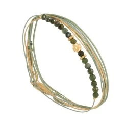 Bracelet Multi-tours Pierre Et Trèfle (vert Sauge/ Tourmaline)