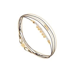 Bracelet Multitours Billes Dorées Et Pierres (labradorite)