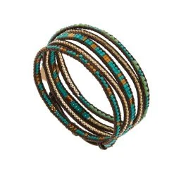 Bracelet Multitours Blue Swamp (bleu & Marron)