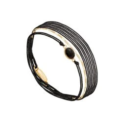 Bracelet Multitours Gourmette Et Pierre Facettée (noir)