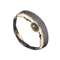 Bracelet Multitours Maillons Et Pierre Facettée (labradorite)